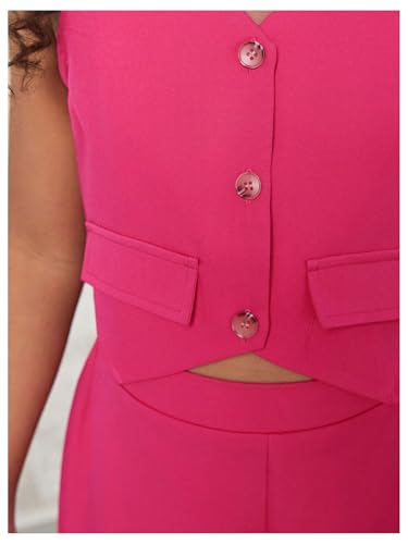 Image of Floerns Girl's Summer Two Piece Sets Button Up Waistcoat Vests Cargo Pants Clothing Sets