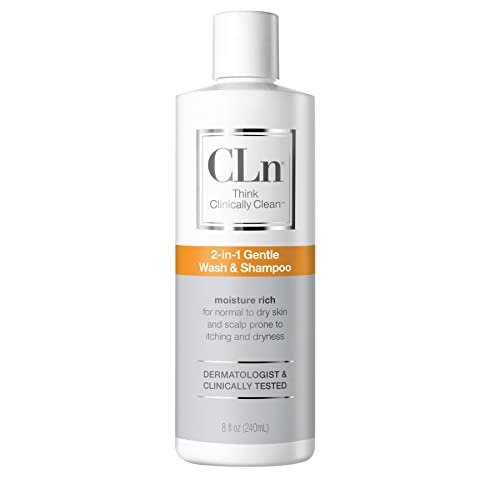 CLn® 2-in-1 Gentle Wash & Shampoo- Multi-functional Cleanser for Skin & Scalp Prone to Irritation, Flaking, Itching, Dryness & Razor Bumps, Fragrance-Free & Paraben-Free, 8 fl. oz.