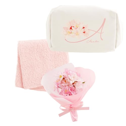 [きざむ] 名入れ イニシャル ポーチ 花づくし ギフト セット 贈り物 誕生日 プレゼント女性 花 桜 クリスマス (さくら セット)
