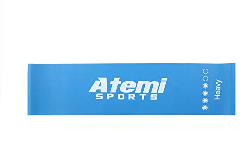Atemi Sports Bandas de Resistencia | Extra Ancho Mini bucles de Resistencia con guía de Ejercicio | Bandas de Ejercicio para Entrenamiento de Fuerza y pérdida de Peso (#4 Azul Claro (Fuerte))