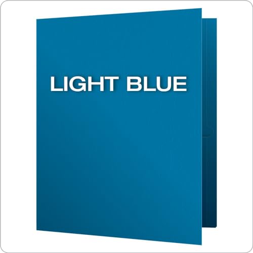Oxford Twin-Pocket Folders, Textured Paper, Letter Size, Light Blue, Holds 100 Sheets, Box of 25 (57501EE) image 1