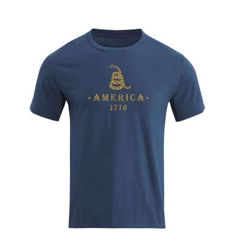 H HYFOL Mens Graphic T-Shirts America 1776 with Snake Cotton Short Sleeve Crewneck Casual Regular Tee Shirts(Navy Blue XL)