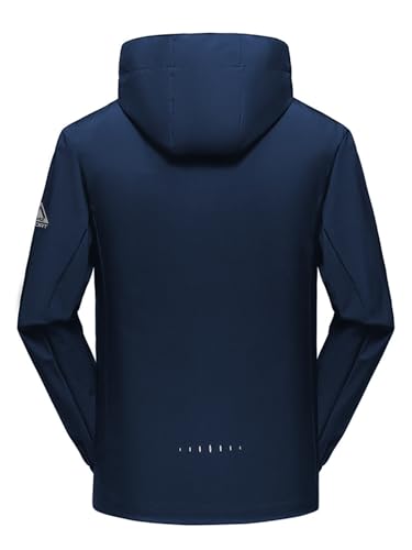 AMZSPORT Hombre Impermeable Chaqueta Cortavientos Ligera y Plegable Transpirable para Senderismo,Running,Viajes,Senderismo,Azul L - imagen 3