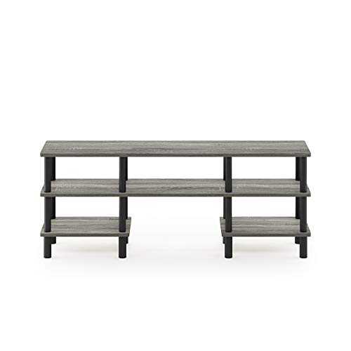 Image of Furinno Turn-N-Tube 3-Tier Multipurpose Wide Shelf TV Stand, French Oak Grey /Black
