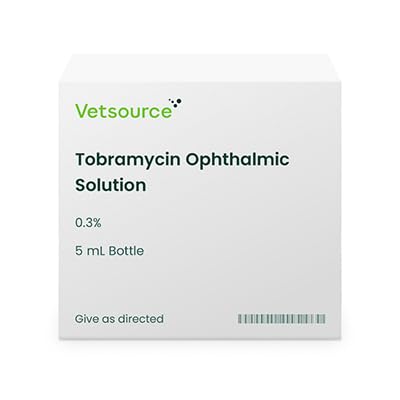 Tobramycin Ophthalmic Solution for Dogs Cats and Horses 0.3% 5 mL Bottle
