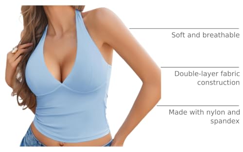 Image of Avidlove Women's Halter Top Deep V Going Out Tops Double Lined Sexy Backless Summer Crop Tank Top