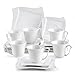 MALACASA, Série Amparo, 18pcs Services à Café Porcelaine, 6 Tasses à Café Thé 6 Soucoupes et 6 Assiettes à Dessert Vaisselles pour 6 Personnes