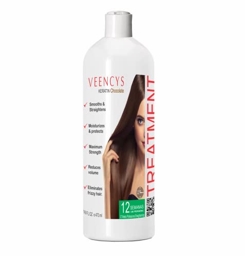 Veencys Chocolate - Hair Straightening Treatment - Brazilian Keratin - Chocolate Treatment - Maximum Strength - Ideal for Moisturizing Smooth Hairs and Eliminates Frizzy Hairs - 16oz (448 ml)