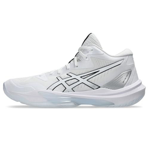 ASICS Women's Sky Elite FlyteFoam Mid Top 3 Volleyball Shoes, 10, White/White