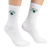 COMOOKA Glückssocken Glücksbringer Prüfung Socken Bestickt 36-42 Glück Socken für Damen Mädchen Good Luck Glücksrbinger Abitur Abschluss Silvester Geschenk Kleeblatt Tennissocken