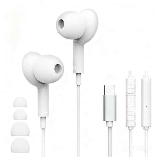 USB C Kopfhöfer für Samsung Galaxy S26 S25 S24 Ultra S23 FE S22 S21 A54 A55 A56 A17 A16 A36 iPhone 17 Air 16 USB C Headset mit Mikrofon In-Ear Kopfhörer mit Kabel Ohrhörer für Xiaomi Google Pixel 10