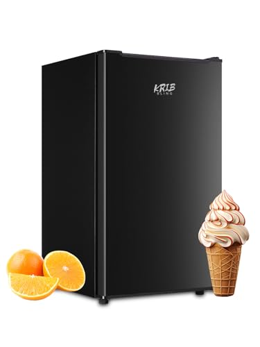 KRIB BLING 3.2 Cu.ft Freezer 3 Gears Temperature Control Upright Freezer Compact Mini Freezer with Removable Shelves for Bedroom, Office, Dorm, Black