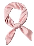 GUZOSJO Square Silk Feeling Headscarf Neckerchief,Bandana Handbag Hair Scarf Bracelet Gift For Women/Girls (Baby Pink)