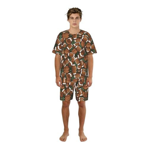 Pijama de fútbol para hombre conjunto de dos piezas verde ropa de dormir suave con bolsillos