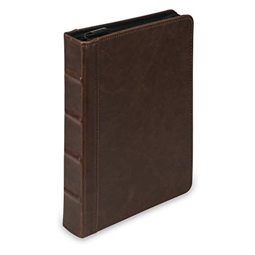 Samsill Vintage Hardback Jr. Book Style Zipper 3 Ring Binder, 1 Inch Round Ring, Holds 200 Sheets - Dark Brown