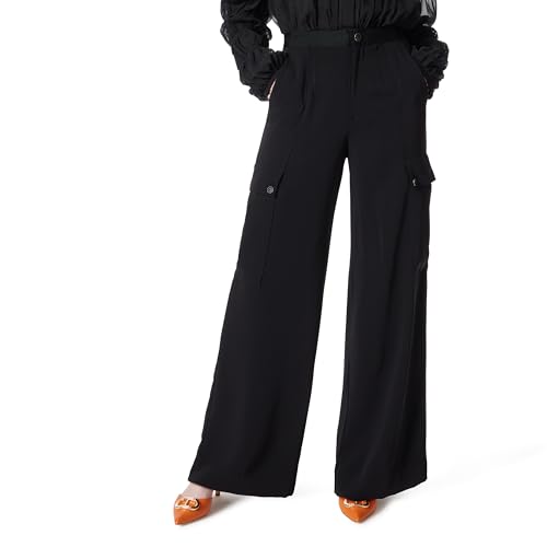 DEE OCLEPPO DO Womens Khloe Wide Leg Cargo Dress Pant Standard Black