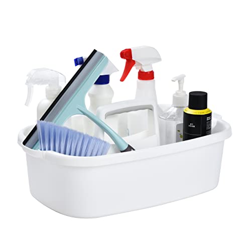 ALINK Bolsa de plástico grande para ducha, organizador portátil con asa para dormitorio, baño, jardín, cocina, suministros de limpieza, color blanco