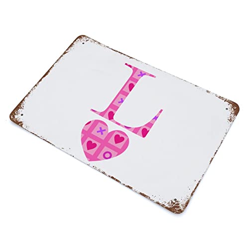 Plaque en métal Saint-Valentin avec monogramme L initiale pour offrir - 8