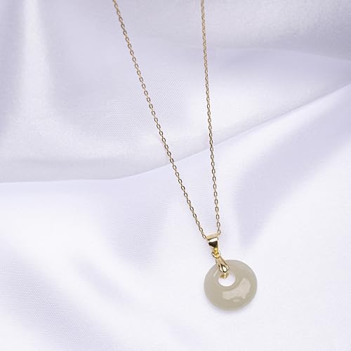 Lucky Four Leaf Clover Jade Silver necklace Jewelry for Women Handmade Genuine Hetian Jade 14K Gold Plated 925 Sterling Silver Simple Classic Style Bring Good Fortune Great Gift for Her4