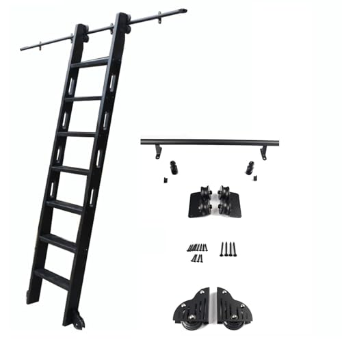 Kit de herrajes para puerta de escalera corrediza de 70 cm, acero resistente para rieles de hogar 3