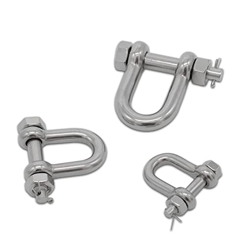d Ring, Stainless Shackle,Small Shackle,5pcs/10pcs 304 Stainless Steel M6/8/10/12 DEE Shackle Pin Nut Safty Pin Steel Buckle Bolt Anchor Safty Shackle Outdoor Tools(M10 X 5pcs)