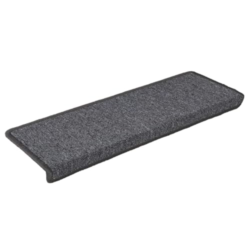 Homogen Stufenmatten 30 Stück 65x21x4 cm Dunkelgrau Rechteckige Treppenmatten aus Nadelvlies mit rutschfestem Selbstklebeband für Holztreppe Innenbereich Schutz Sicherheit und Trittschallminderung