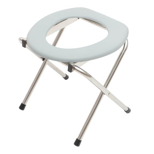 INOOMP 1pezzi Sedia da Toilette Pieghevole e Portatile in Inossidabile Spesso Design Ergonomico per Anziani e Donne Incinte Stabile e Facile da Pulire