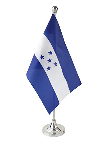 GentleGirl.USA Honduras Table Flag, Stick Small Mini Honduran Flag Office Table Flag on Stand with Stand Base, International Festival Decoration,Hondurans Theme Party Decoration,Home Desk Decoration