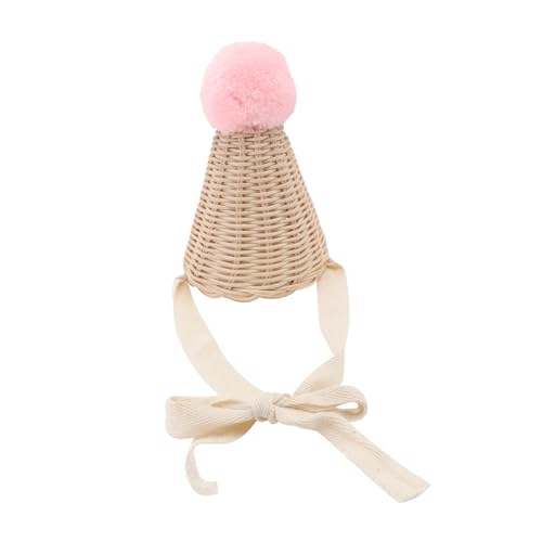 NOLITOY Hand-Woven Rattan Boys and Girls Hat Fluffy Fun Clown Headdress for Boys Girls Brown