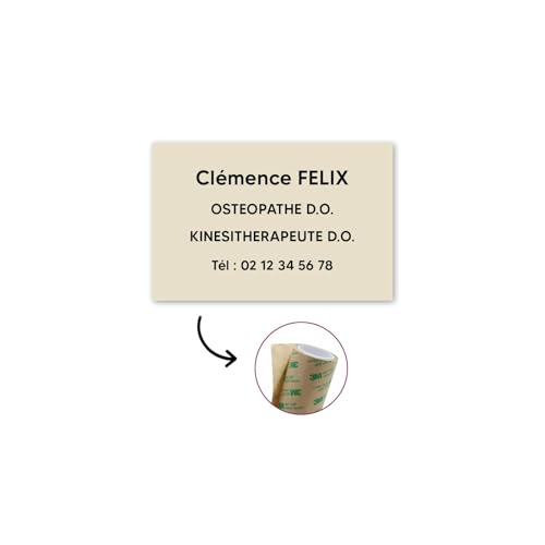 Plaque professionnelle PVC personnalisée 30x20 adhésive 3M beige - 2