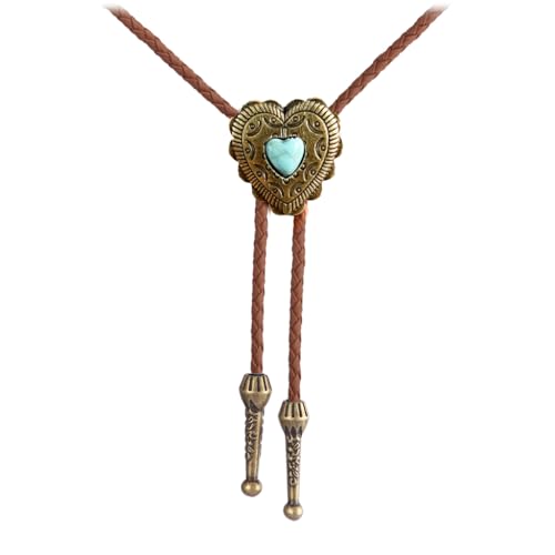 Image of Joxevyia Bolo Tie for Men Vintage Cow Skull Leather Rope Western Cowboy Necktie Vintage Bola Tie Gift for Him