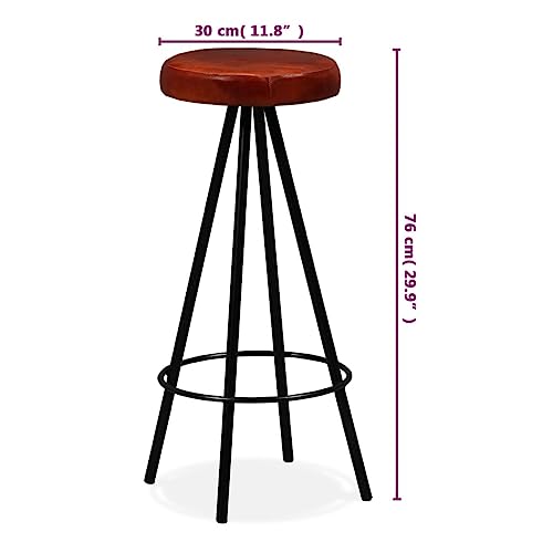 Tabouret de bar marron et noir Mangloder, lot de 4 tabourets de cuisine 76 cm en cuir et acier