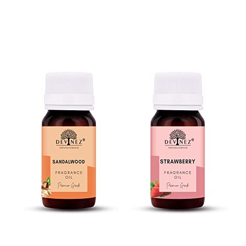 Image of Devinez Sandalwood, Strawberry Aroma Oil for Diffuser /Ultrasonic Aroma Diffuser /Tealight Diffuser /Reed Diffuser, 60ml Each