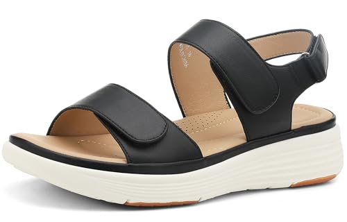 UBFEN Womens Platform Sandals Wedge Walking Comfortable Casual Adjustable Strap Lightweight Open Toe