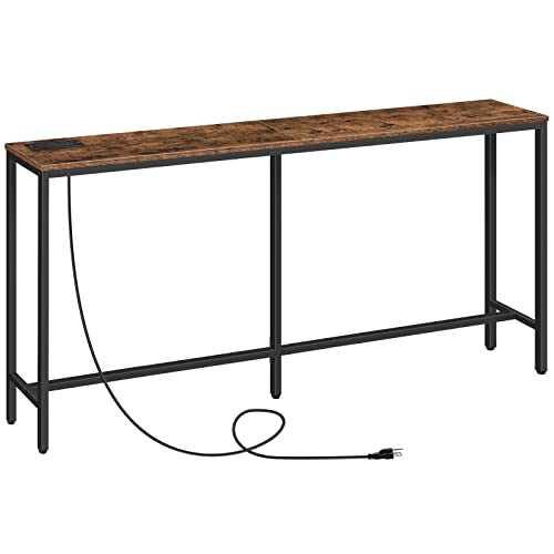 Alloswell Console Table With Power Outlet, 63" Narrow Sofa Table, Industrial Entryway Table With Usb Ports, Behind Couch Table For Entryway, Hallway, Foyer, Living Room, Bedroom Cthr16E01 #TOP8
