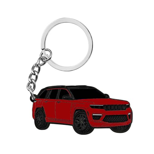 Image of Double-Sided Car Keychain Compatible with Grand Cherokee,Metal Key Chain,For Grand Cherokee Accessories,Enamel Keychain