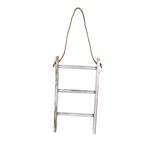 POPETPOP 1pezzi Portasciugamani Da Parete in Legno Rustico Con Barre Scaletta Per Bagno e Cucina Portasalviette Multifunzionale Per Asciugamani e Accessori Bagno Shabby Chic
