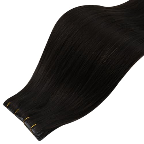 Image of LaaVoo Injected Invisible Tape in Hair Extensions Human Hair Dark Brown Tape in Human Hair Extensions Seamless Tape on Natural Hair Extensions 16 Inch 40g 20Pcs