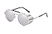 Flowertree STY056 Metal Frame Mesh Fold-in Side Shield Round 52mm Sunglasses (C7-silver+silver, 0)