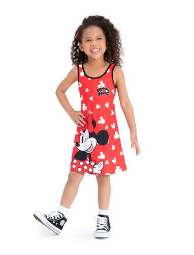 Image of Disney Stitch Princess Frozen Elsa Minnie Mouse Girls Tank Dress Sleeveless A-Line Sundress Summer Beach Clothes 2-9 Years