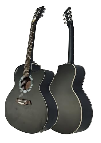 Image of CHORDZ Acoustic Guitar for Beginner with good guality Rosewood Black Matte