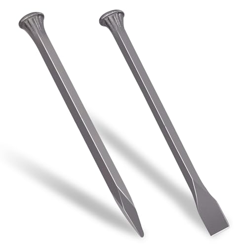 2 Piece Cold Chisel Set 25cm Heavy Duty Cold Stone Chisels Concrete Chisel Made with Carbon Steel for Cutting Stone Masonry Granite Mortar Cement Cement