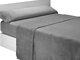 SABANALIA - Sabanas Coralina 80 | Sabanas Invierno | 3 Piezas | Funda de Almohada, Bajera Ajustable y sábana encimera | Cama 80 | Color Gris | Coralina Liso | (Disponible en Varios tamaños y Colores)