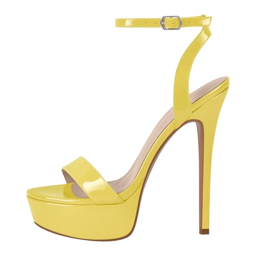 Image of Platform Stiletto High Heels for Women, Round Open Toe Ankle Strap Sexy Heeled Sandals for Wedding Party Dress
