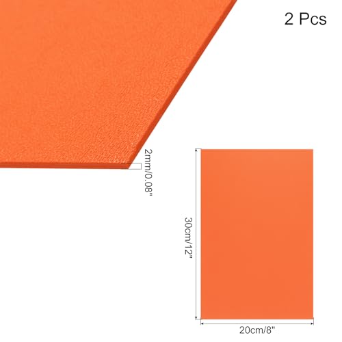 Image of ABS Plastic Sheet 8 x 12 Inch,Flexible Plastic Sheets 1 /12 Inch Thick Thermoplastic Sheet with Leather Texture Orange for DIY Crafts Decors 2Pcs