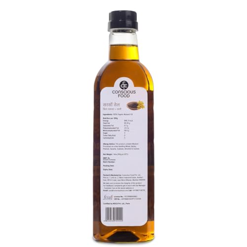 Image of Conscious Food Cold Pressed Black Mustard Oil | 1 Litre | Mustard Oil for Cooking | Good for heart health | Kachi Ghani