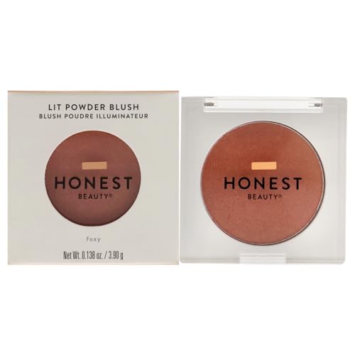 Image of Honest Beauty Talc-Free Lit Powder Blush | Pearl Infused, Velvety Finish | EWG Verified, Organic, Vegan + Cruelty Free | Foxy, .14 oz