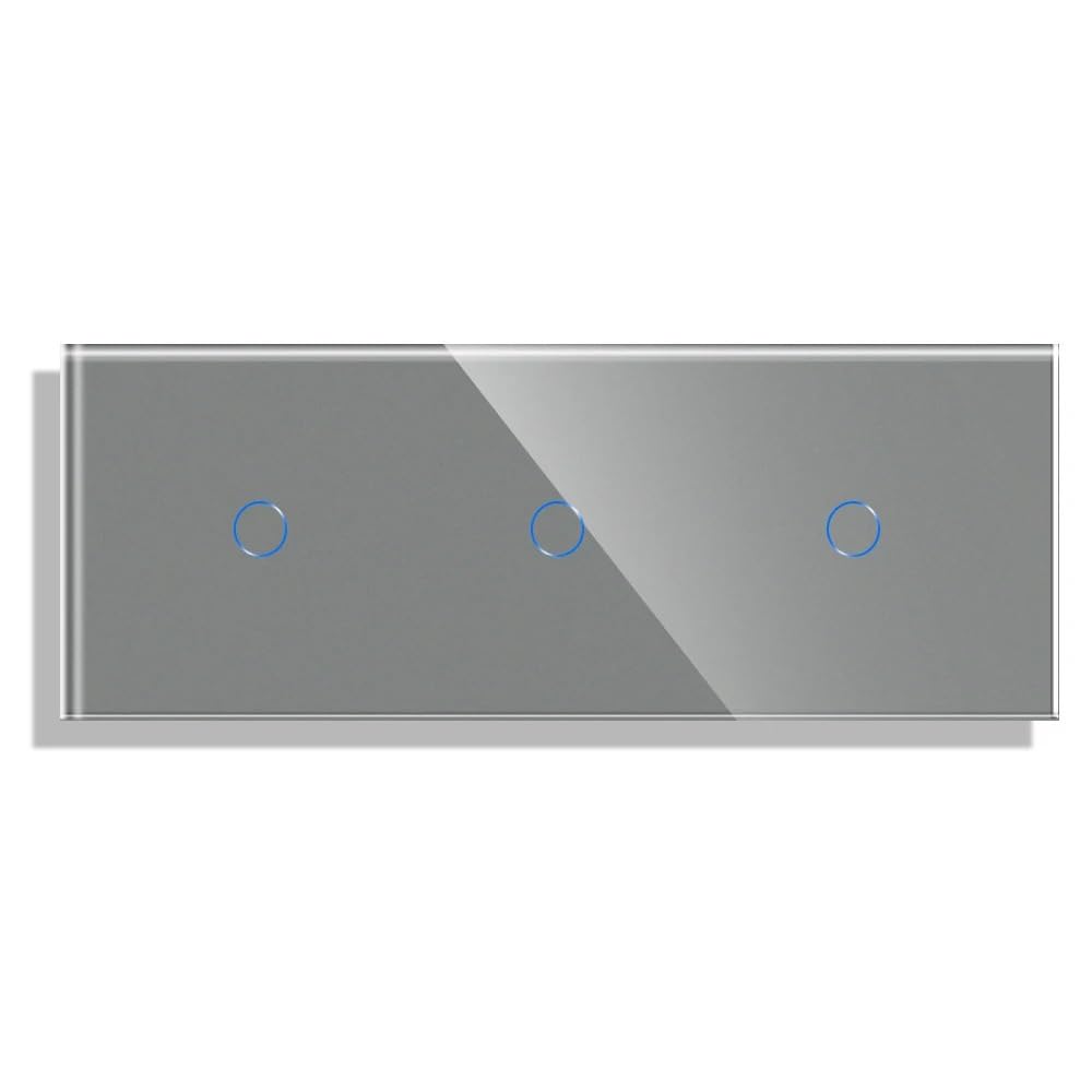Interruptor Tactil Interruptor de luz táctil 1 vía y con panel vidrio templado, 86 x 228 mm(Grey)