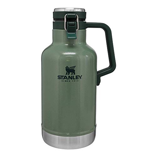 Stanley Classic Easy-Pour Growler 64 oz | Keeps Beer Cold or Coffee Hot | Leakproof Steel Lined Lid and Easy to Carry Handle | Insulated Stainless Steel | BPA-Free | Green