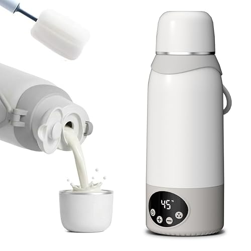 Chauffe Biberon nomade 500ML de voyage, Couvercle-tasse inclus, Batterie longue durée, Chauffe en 3 minutes, Contrôle précis de la température